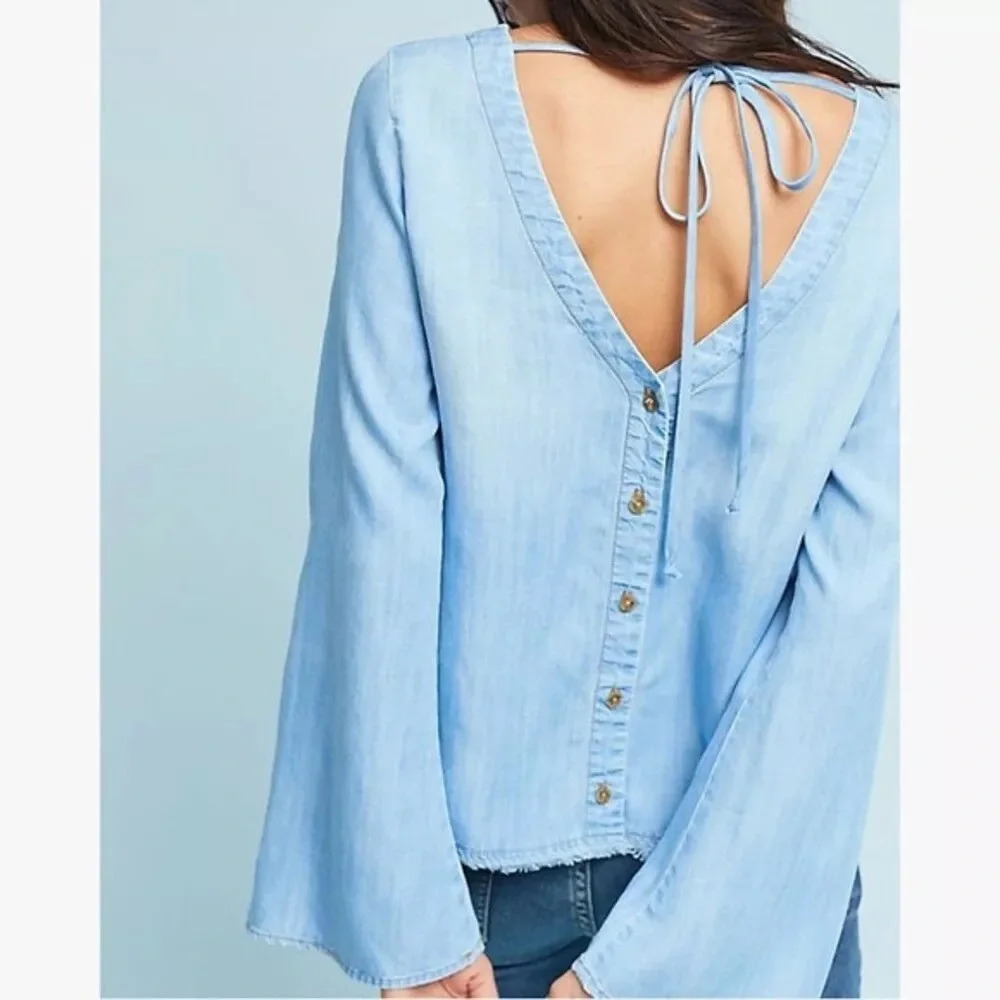 CLOTH & STONE ANTHROPOLOGIE Chambray Top
